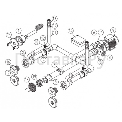 Основной комплект Standard, RG-бронза, 4 форсунки, для бетон.бас., насос-1,5 кВт, 230 В